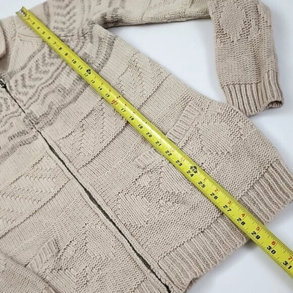TNA Women's Knit Cream Taupe Lambs Wool Cowichan Zip Up Cardigan Pockets Size S - Picture 12 of 15